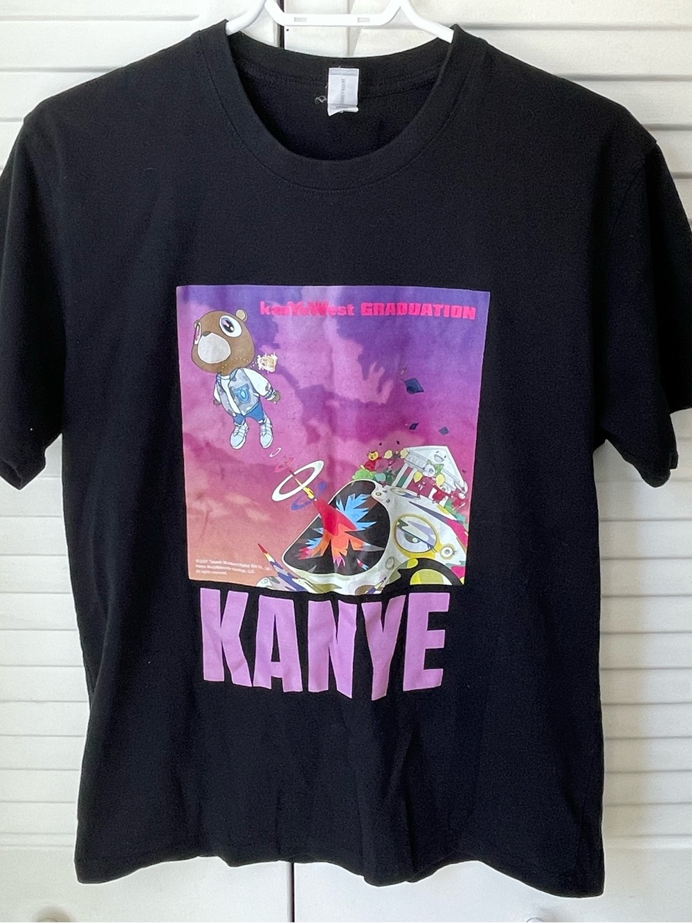 Kanye Graduation Black Short-Sleeve Tee with Purple Graphic
